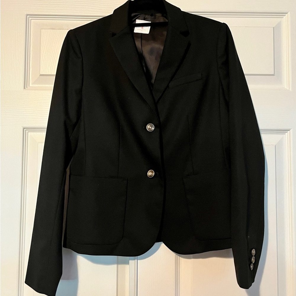 Gap Women’s The Academy Blazer Size 6 Black Ponte Knit 2 Button Lined